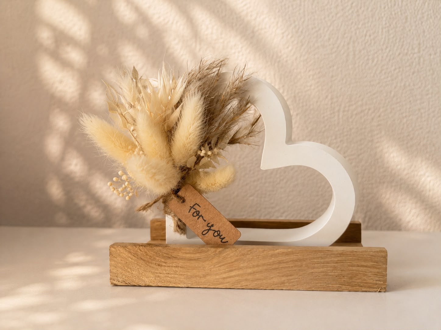 Décoration cœur en bois & fleurs séchées – Cadeau nature personnalisé – Pièce unique – Image 2